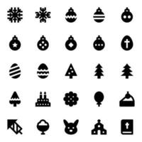 Glyph icons for Merry christmas. vector