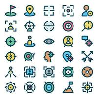 Filled outline icons for Target goal. vector