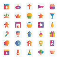 Gradient color icons for Merry christmas. vector