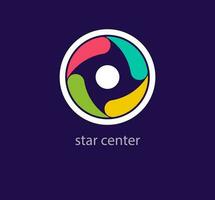 Round colorful star center cycle logo. Unique design color transitions. Custom Star button logo template. vector. vector