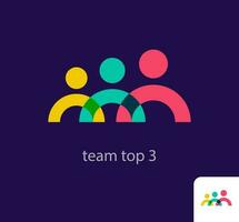 Modern abstract team top 3 logo icon. Unique design color transitions. Contest winner human logo template. vector. vector