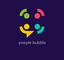 People team speech bubble logo. Unique design color transitions. Custom teamwork talk logo template. vector. vector