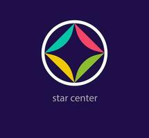 Round colorful star center cycle logo. Unique design color transitions. Custom Star button logo template. vector. vector