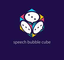 Creative speech bubble cube logo. Unique design color transitions. Custom referral and contact center logo template. vector. vector