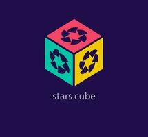 Creative stars cube logo. Unique design color transitions. Custom success center logo template. vector. vector