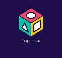 Creative geometric shape cube logo. Unique design color transitions. Custom round, square and triangle cube logo template. vector. vector