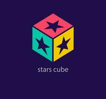 Creative stars cube logo. Unique design color transitions. Custom success center logo template. vector. vector