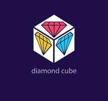 Creative diamond cube logo. Unique design color transitions. Exclusive gemstone logo template. vector. vector