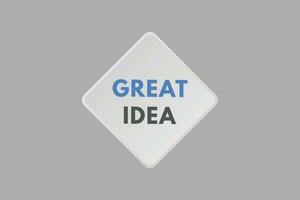 Great Idea text Button. Great Idea Sign Icon Label Sticker Web Buttons vector