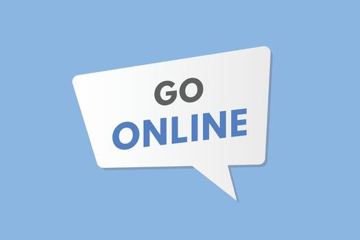 Go Online text Button. Go Online Sign Icon Label Sticker Web Buttons vector