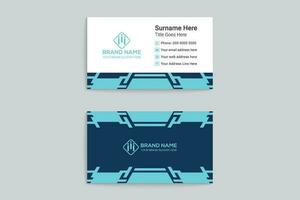 Blue minimal wavy business card design vector