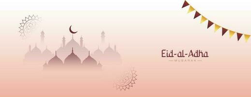 Eid al adha mubarak bakrid festival with mosque banner design vector