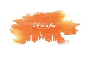 Vector eid al adha design with mosque and goat or brush stroke effect