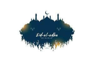 Vector eid al adha design with mosque and brush stroke effect