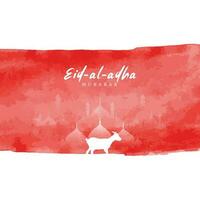 Vector eid al adha mubarak red watercolor background design