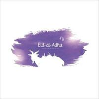 Vector eid al adha design mosque and goat with brush stroke effect