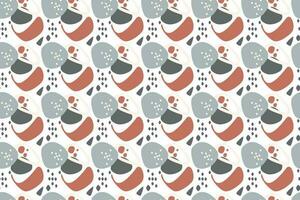 Abstract geometric minimal shape seamless pattern minimal shapes in pastel colors, accented with waves, circles, and a doodled texture background. perfect for prints, covers, boho decorations vector