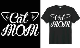 Cat mom typography vector t-shirt Design. Perfect for print items and bag, poster, template. Handwritten vector illustration. Isolated on black background.