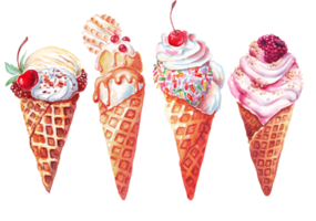 la glace crèmes ensemble. aquarelle illustration png