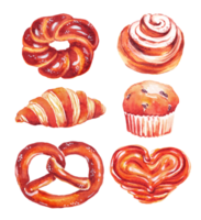 bakkerij set. waterverf illustratie png