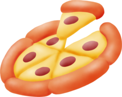 Pizza tranche avec fondu fromage. main tiré illustration png