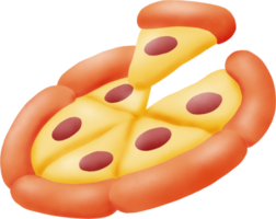 Pizza fetta con fuso formaggio. mano disegnato illustrazione png