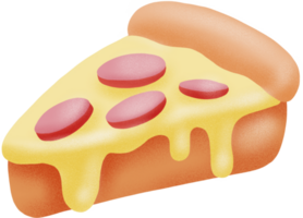 Pizza slice with melted cheese. hand drawn illustration png