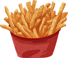francés papas fritas frito patata rápido comida en rojo caja de cartón caja embalaje png