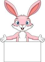 Cute rabbit cartoon with blank sign vector