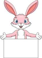 Cute rabbit cartoon with blank sign vector