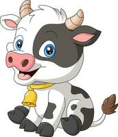 Cute baby cow cartoon sitting vector