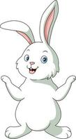 Cute white bunny cartoon on white background vector