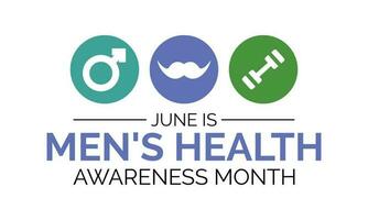 Men's Health Awareness Month in June. Banner, banner design template Vector illustration background design.