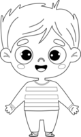 Cute kid boy. Outline drawing coloring png
