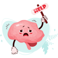 Unhappy sad cartoon brain png