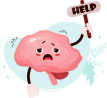 Unhappy sad cartoon brain png