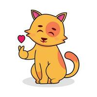 vector illustration of a cute cat with love