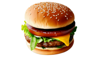 Delicious hamburger isolated on PNG background