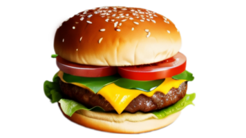 Delicious hamburger isolated on PNG background