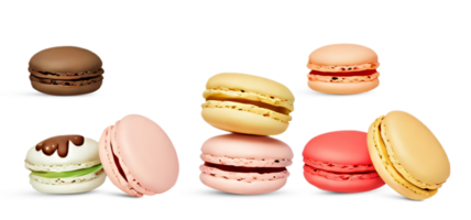 Colorful macaroons set on transparent background png