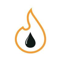 Line art flame with an oil drop icon vector