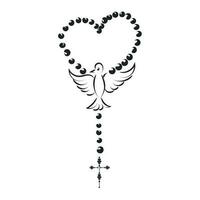 Christian Rosary beads. Prayer Catholic chaplet with the Holy Cross. Use as poster, card, flyer, T Shirt design or Tattoo vector