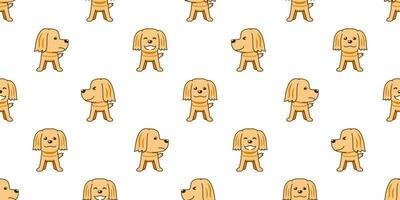 Vector cartoon golden retriever dog seamless pattern background