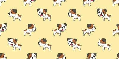 Vector cartoon bulldog seamless pattern background