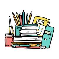 school supplies illustration on isolated background in doodle style vector