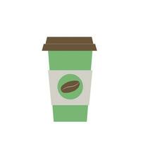 Coffee cup icon in flat color style for coffee shop, bakery, cafe, pastry shop. Hot drink beverage vector illustration.