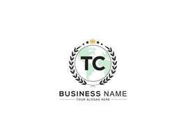 Initial Royal Tc Logo Icon, Minimalist TC Monogram Logo Letter Vector