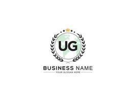 Initial Ug anniversary logo, Minimalist UG Luxury Royal Crown Logo Icon vector