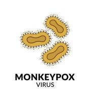Monkeypox virus microscopic view, flat design icon. Vector Illustration. Disease spread alert.