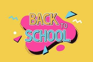 Welcome back to school vector illustration. Geometric abstract background. 90s